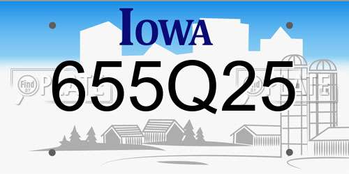 655Q25 Iowa License Plate