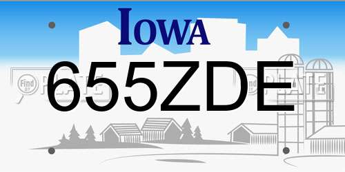655ZDE Iowa License Plate