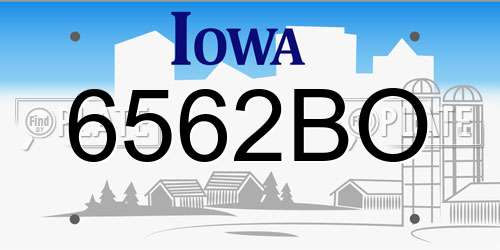 6562BO Iowa License Plate
