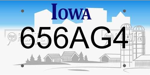 656AG4 Iowa License Plate