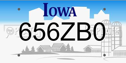 656ZB0 Iowa License Plate