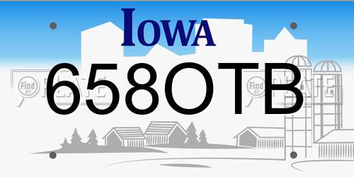 658OTB Iowa License Plate