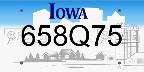 658Q75 Iowa License Plate