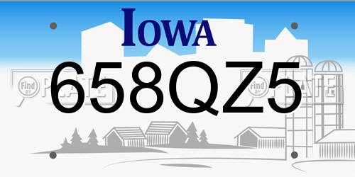658QZ5 Iowa License Plate