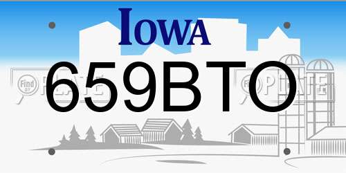 659BTO Iowa License Plate
