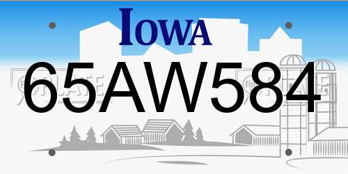65AW584 Iowa License Plate