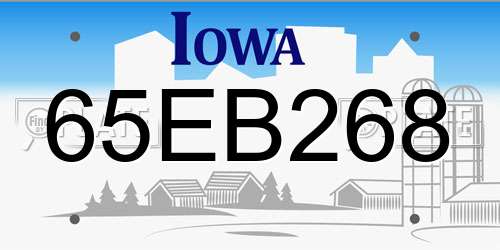 65EB268 Iowa License Plate