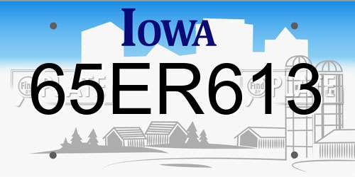 65ER613 Iowa License Plate