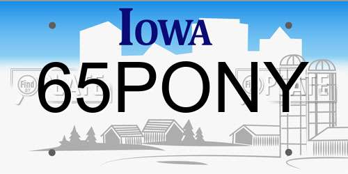 65PONY Iowa License Plate