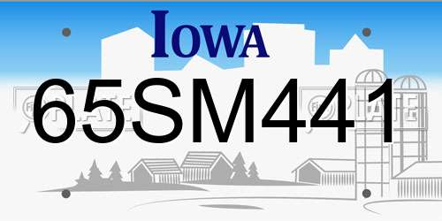 65SM441 Iowa License Plate