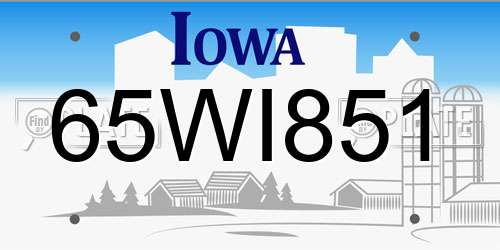 65WI851 Iowa License Plate