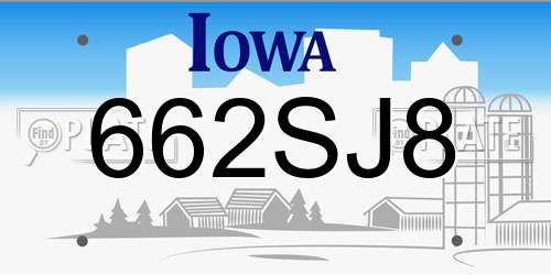 662SJ8 Iowa License Plate
