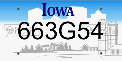 663G54 Iowa License Plate