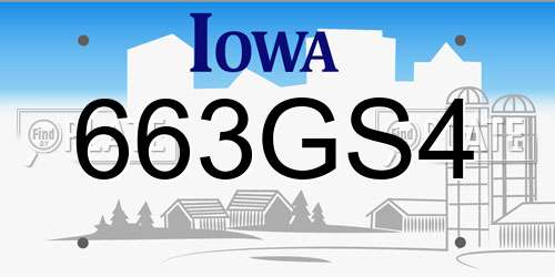 663GS4 Iowa License Plate