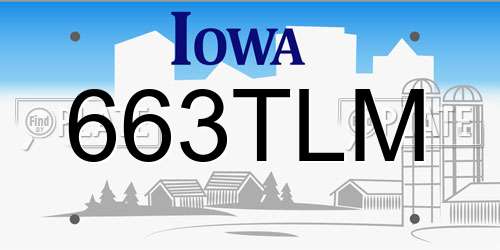 663TLM Iowa License Plate