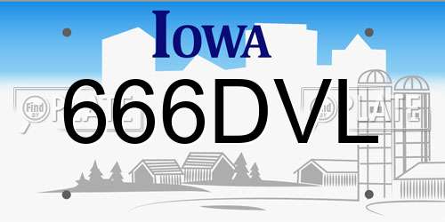 666DVL Iowa License Plate