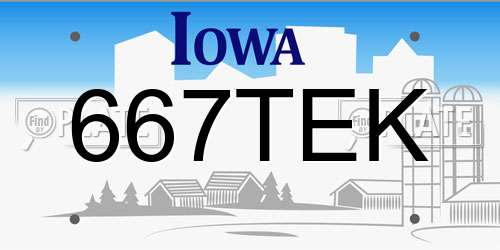 667TEK Iowa License Plate