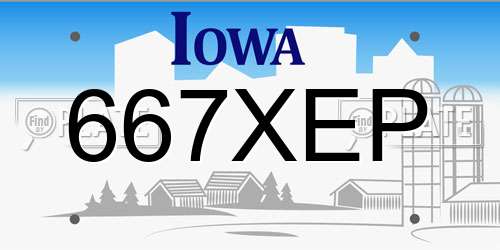 667XEP Iowa License Plate