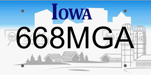 668MGA Iowa License Plate