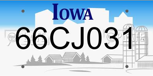66CJ031 Iowa License Plate