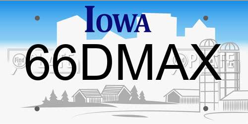 66DMAX Iowa License Plate