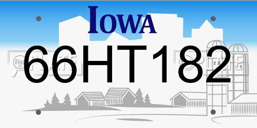 66HT182 Iowa License Plate