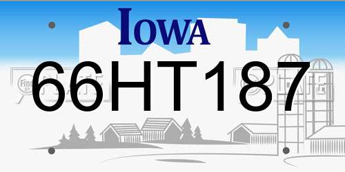 66HT187 Iowa License Plate