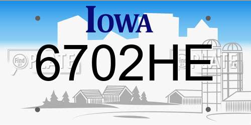 6702HE Iowa License Plate