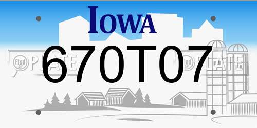 670T07 Iowa License Plate