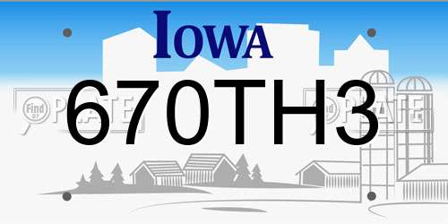 670TH3 Iowa License Plate