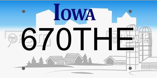 670THE Iowa License Plate