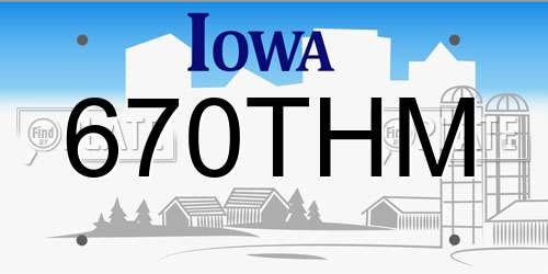 670THM Iowa License Plate