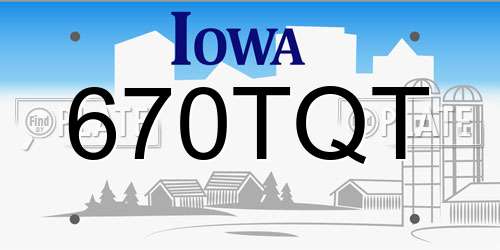 670TQT Iowa License Plate
