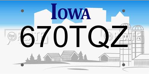 670TQZ Iowa License Plate