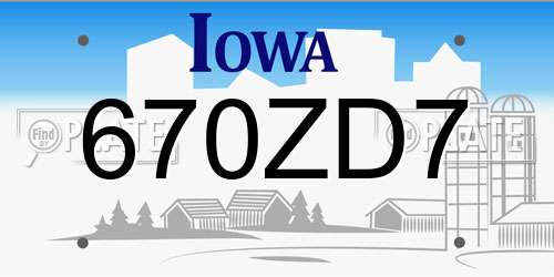 670ZD7 Iowa License Plate