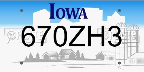 670ZH3 Iowa License Plate