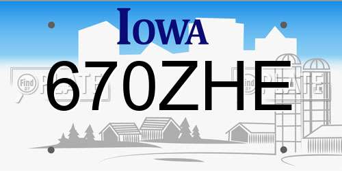 670ZHE Iowa License Plate