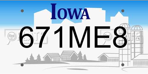 671ME8 Iowa License Plate