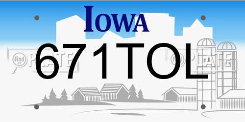 671TOL Iowa License Plate
