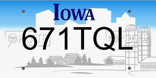 671TQL Iowa License Plate