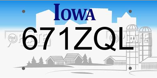 671ZQL Iowa License Plate