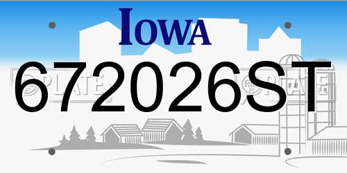 672026ST Iowa License Plate