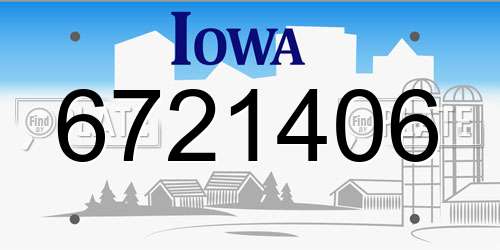 6721406 Iowa License Plate