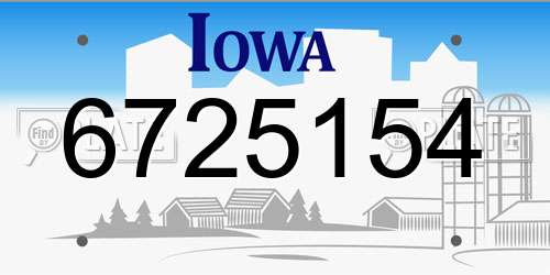 6725154 Iowa License Plate