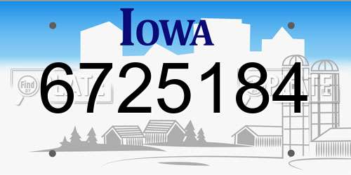 6725184 Iowa License Plate