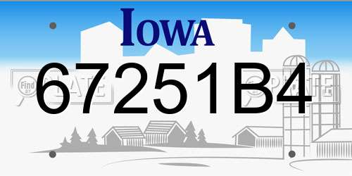 67251B4 Iowa License Plate