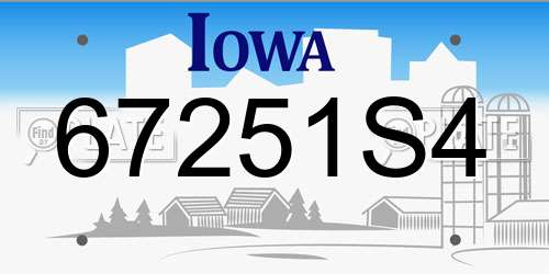 67251S4 Iowa License Plate