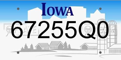 67255Q0 Iowa License Plate