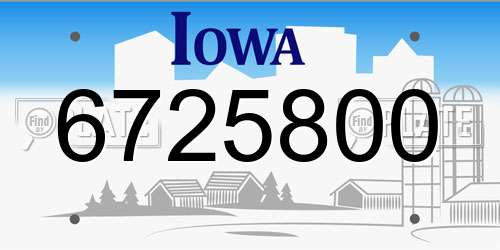 6725800 Iowa License Plate