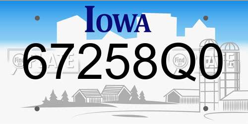 67258Q0 Iowa License Plate